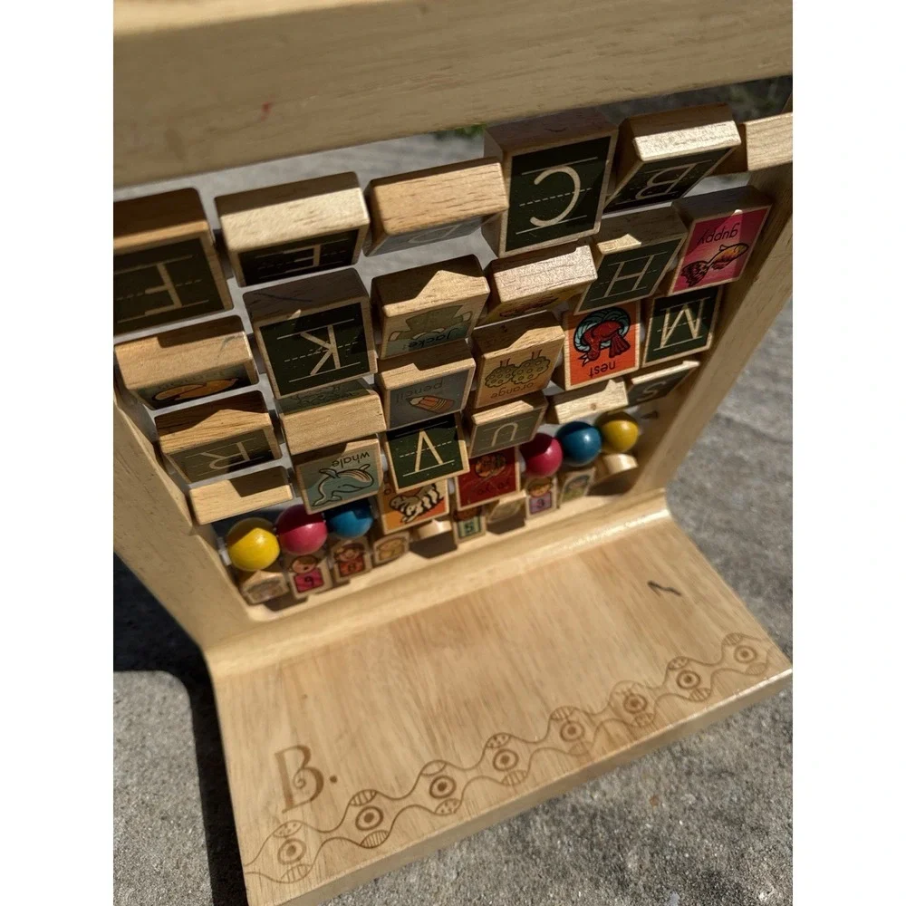 Wooden Alphabet Learning‎ Board Activity Toy ABC Blocks Montessori